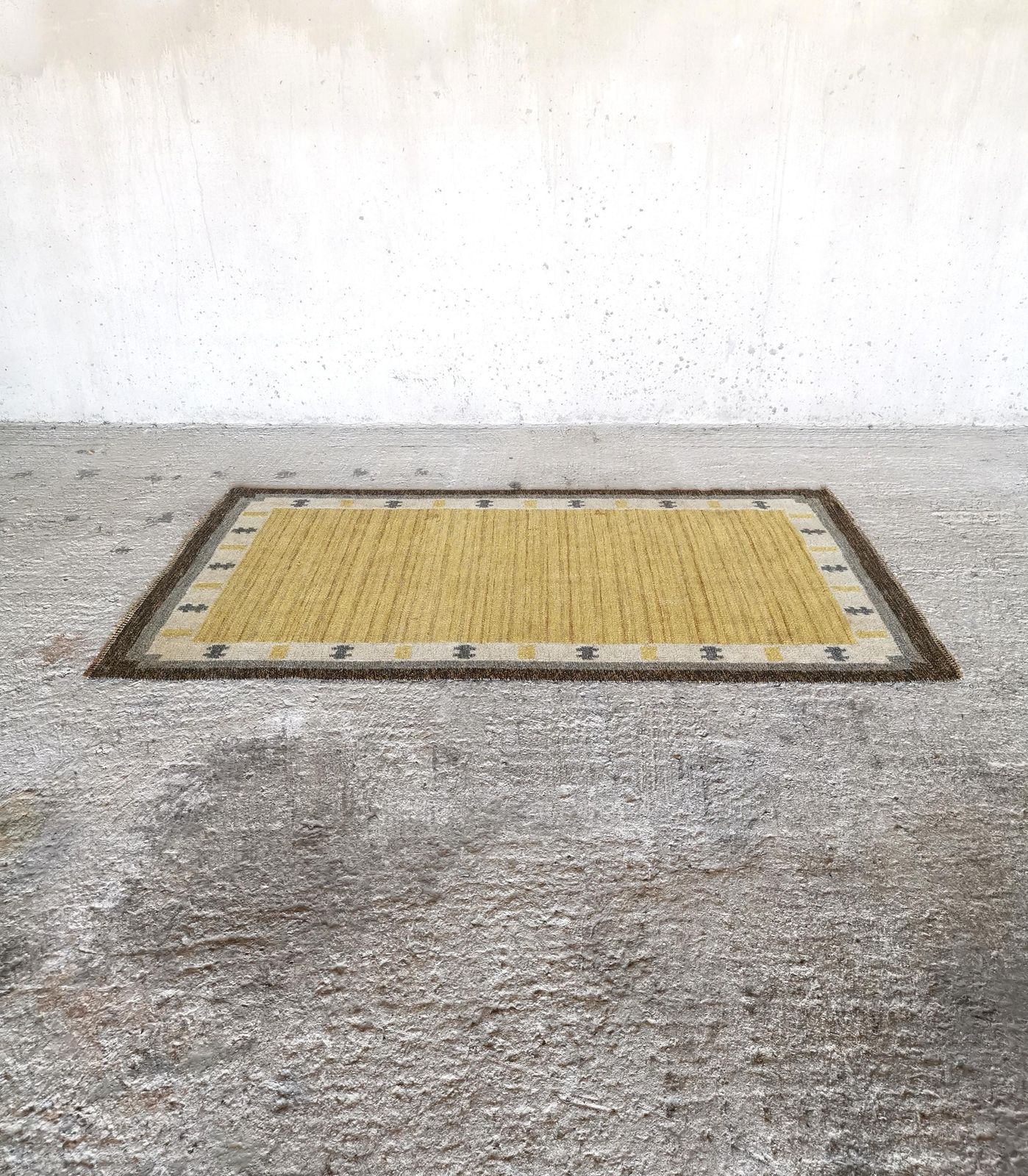 Rare Signed Ingegerd Silow Pure Wool Rölakan Flatweave Rug, Sweden 1950s photo furniture
