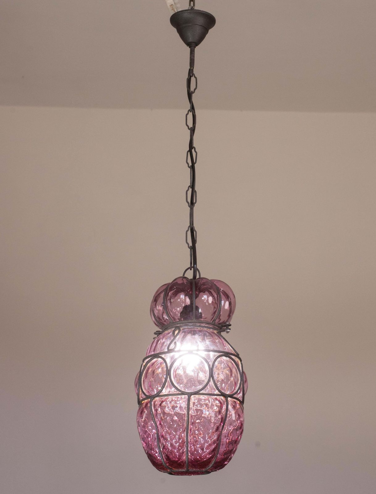 Wonderful Plum Colour Venetian Lantern, Seguso Murano Glass, Italy, 1950s photo for sale