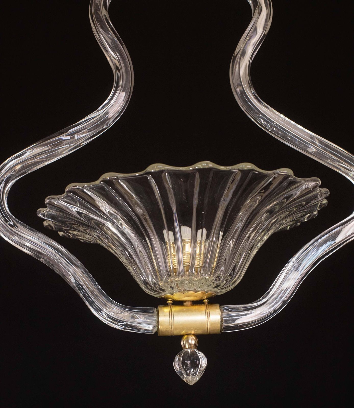 photo furniture Charming Trasparent Murano Glass Chandelier By Barovier E Toso, 1950s