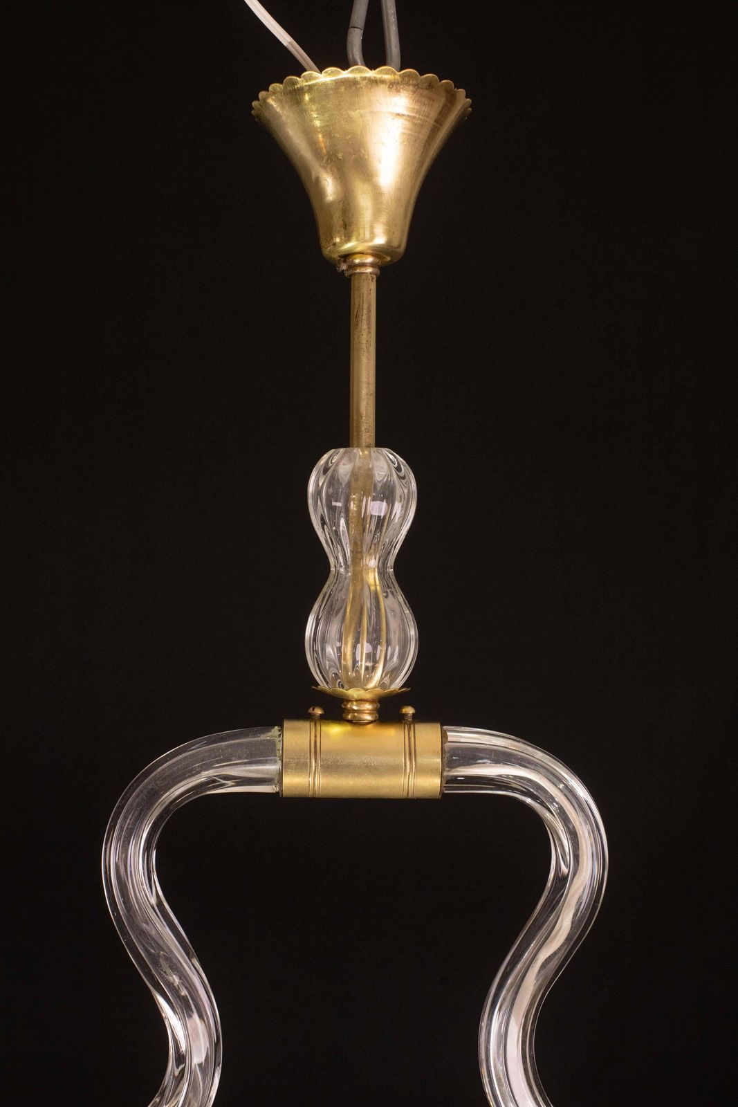 photo for sale Charming Trasparent Murano Glass Chandelier By Barovier E Toso, 1950s
