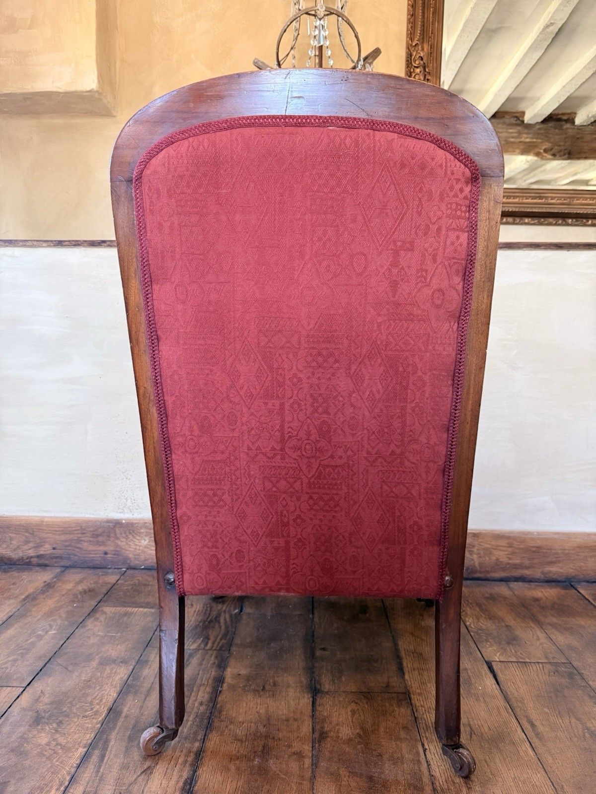 photo for sale Original Antique Unholstered Burnt Orange Gentleman's Fireside Armchair