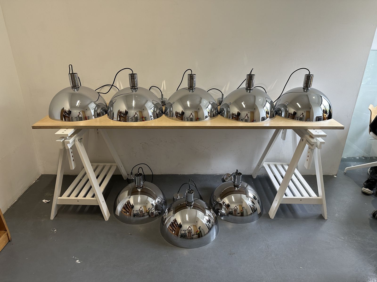Franco Albini For Sirrah –  Chrome Series Suspension Lamps Sh25 Sh27  1968 photo for sale