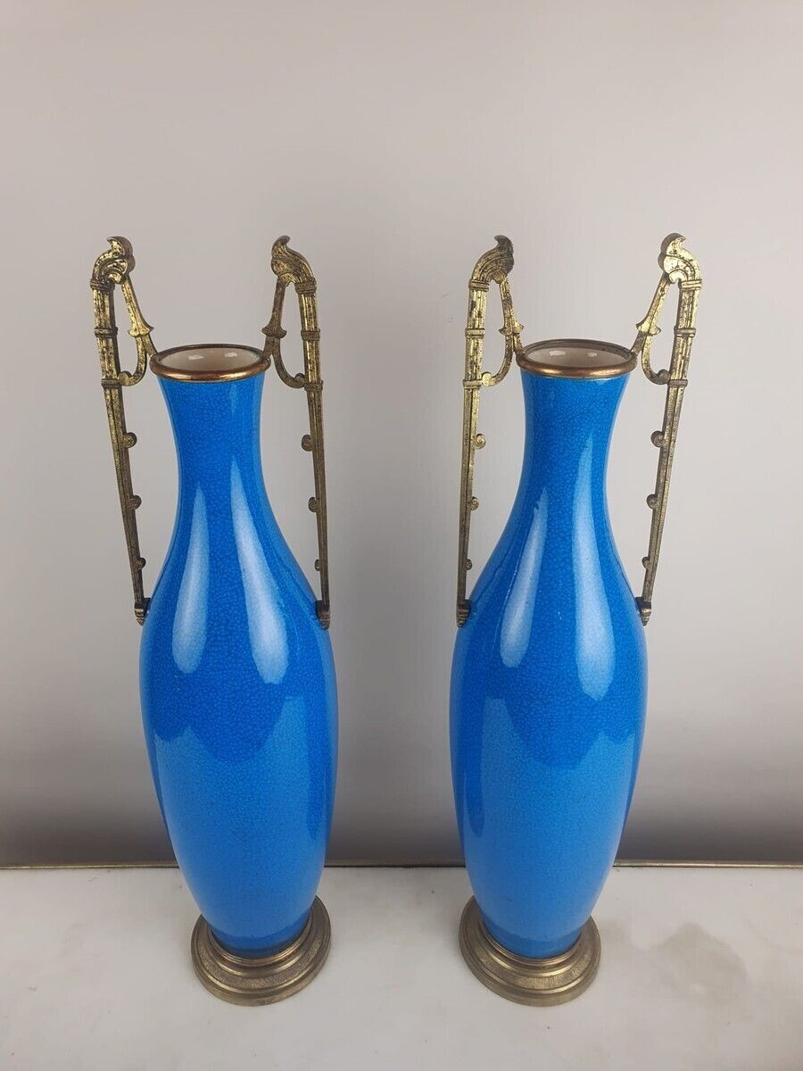 Pair Of Ceramic Vases With Bronze Mounts, Paris 19th Century photo furniture