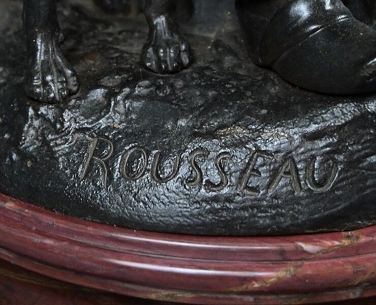 photo furniture Bronze “The First Meal” By V. Rousseau – Early 20th Century