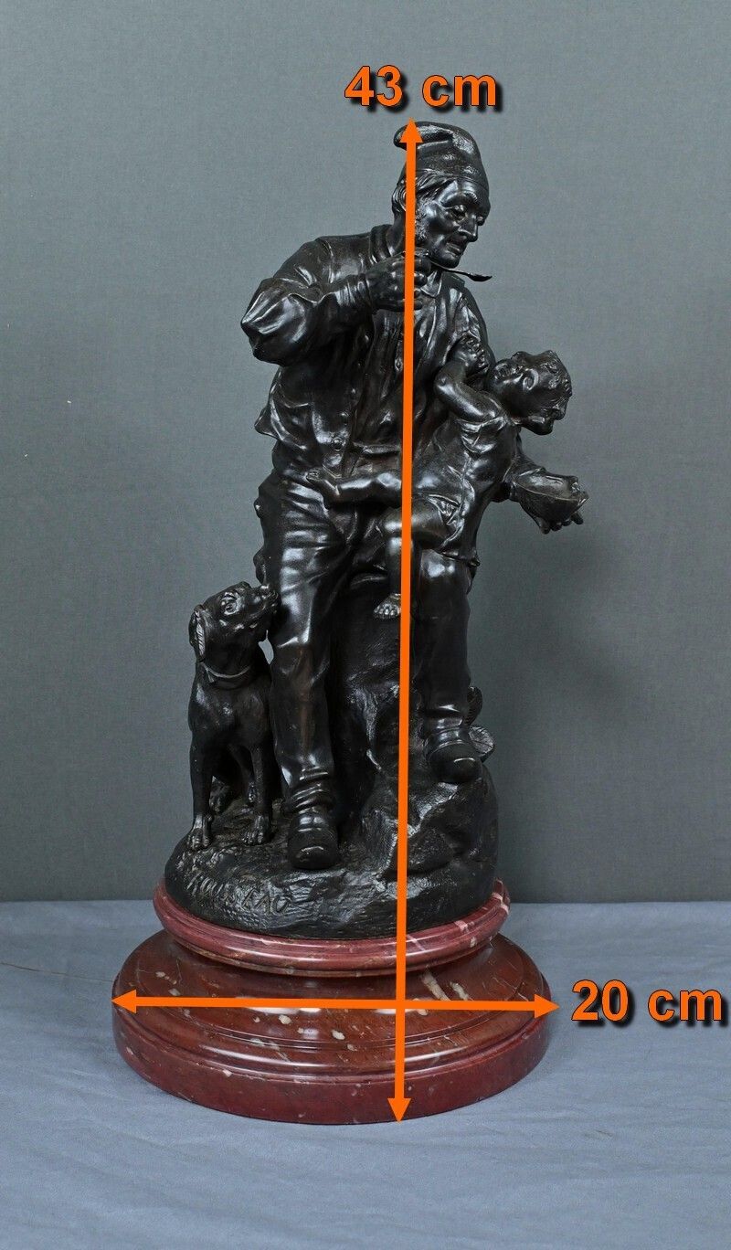 photo buy Bronze “The First Meal” By V. Rousseau – Early 20th Century