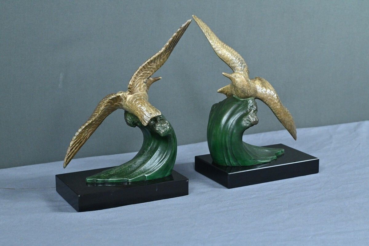 Spelter Bookends, Signed Mélo, Art Deco – 1930 photo 750.0