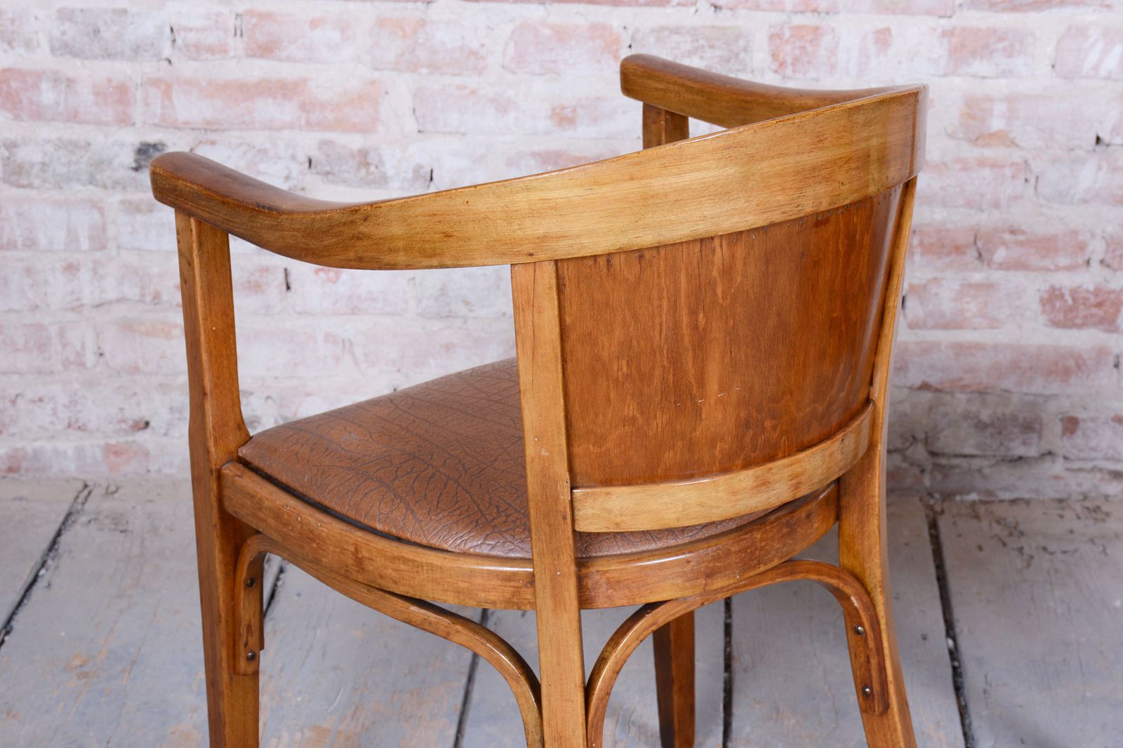 Pair Of Restored Art Deco Armchairs, Beech, Leatherette, Austria, 1930s photo furniture