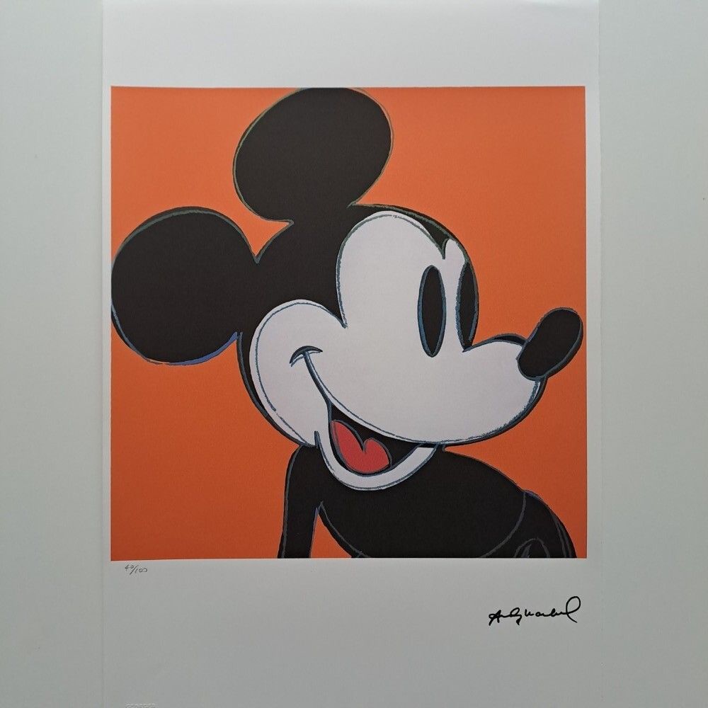 Andy Warhol Signed Mickey Mouse Certificate Leo Castelli photo furniture
