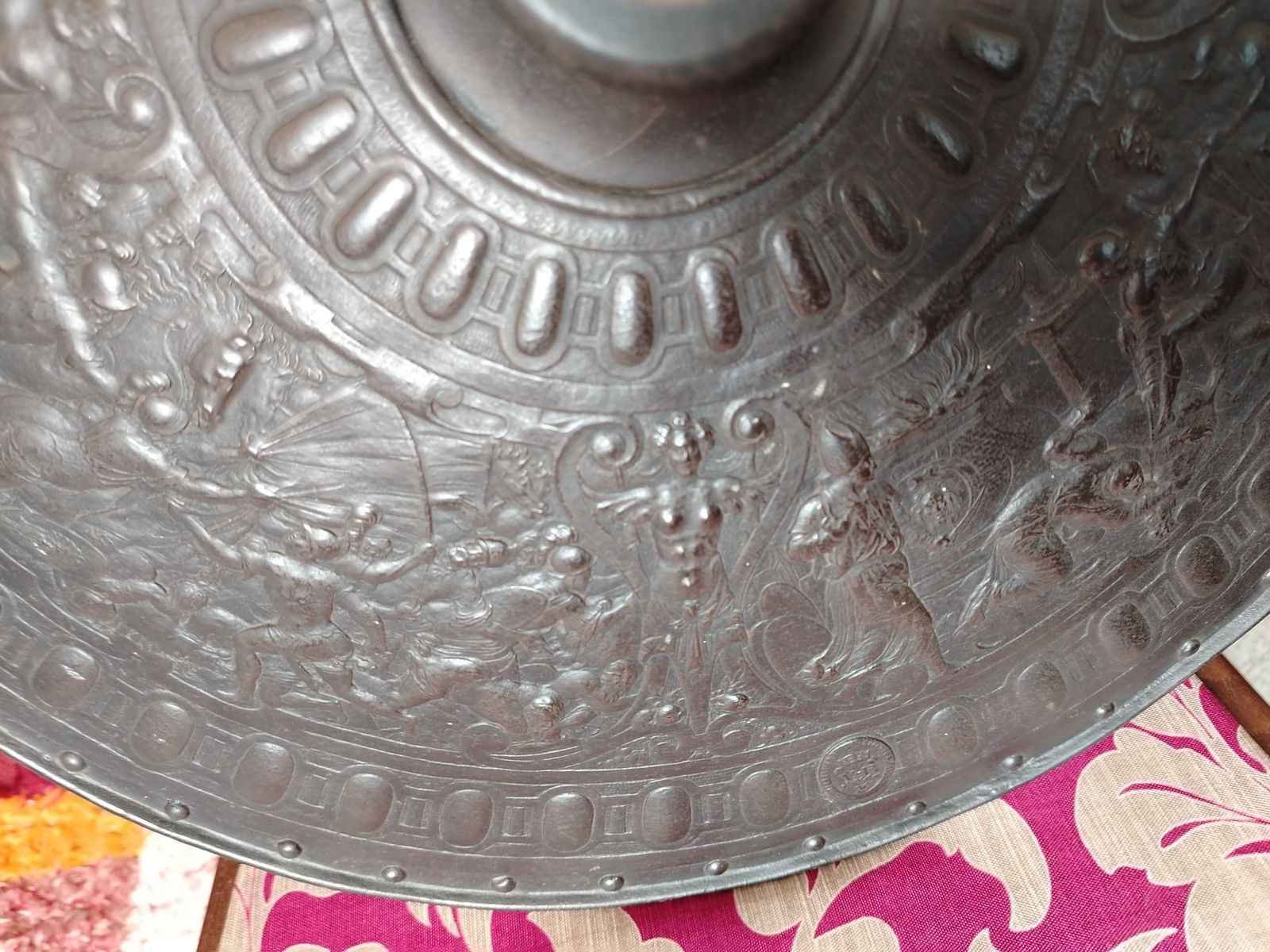 19th Century Cast Iron Classical Shield In The Manner Of Elkington & Co. Cellini Shield. photo 480.0