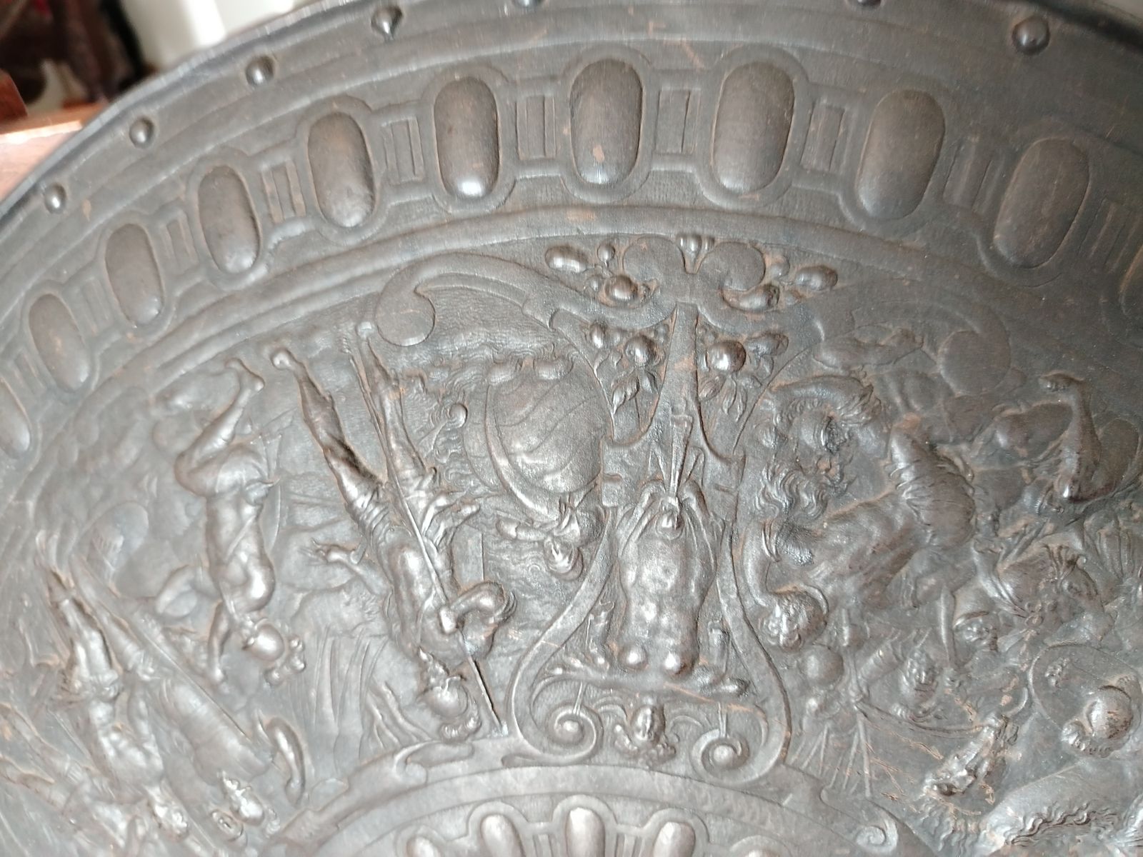 photo vinterior 19th Century Cast Iron Classical Shield In The Manner Of Elkington & Co. Cellini Shield.