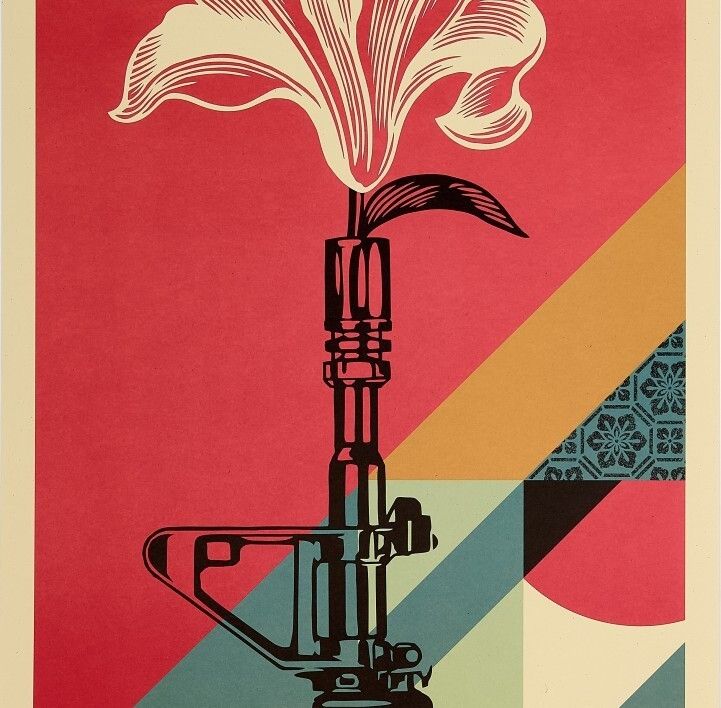 Shepard Fairey, 2025 Ar 15 Lily Offset Lithograph On Thick Paper Cm 91,5 X 61 photo for sale