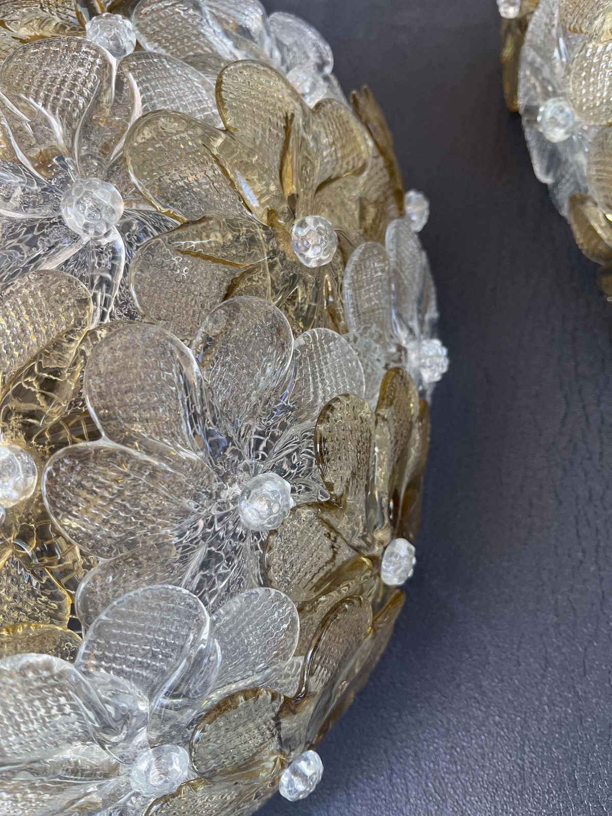 Set Of 3 Murano Wall Light Flower By Seguso For Venini, Italy, 1960s photo for sale