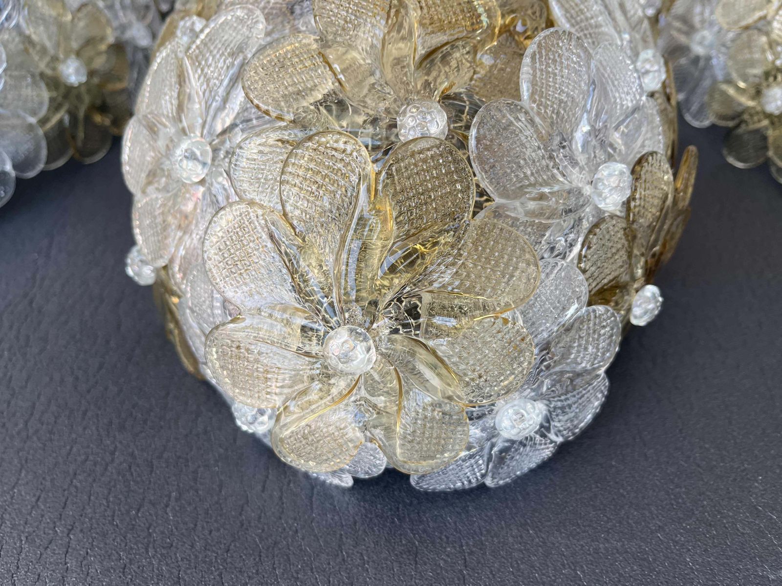 Set Of 3 Murano Wall Light Flower By Seguso For Venini, Italy, 1960s photo buy