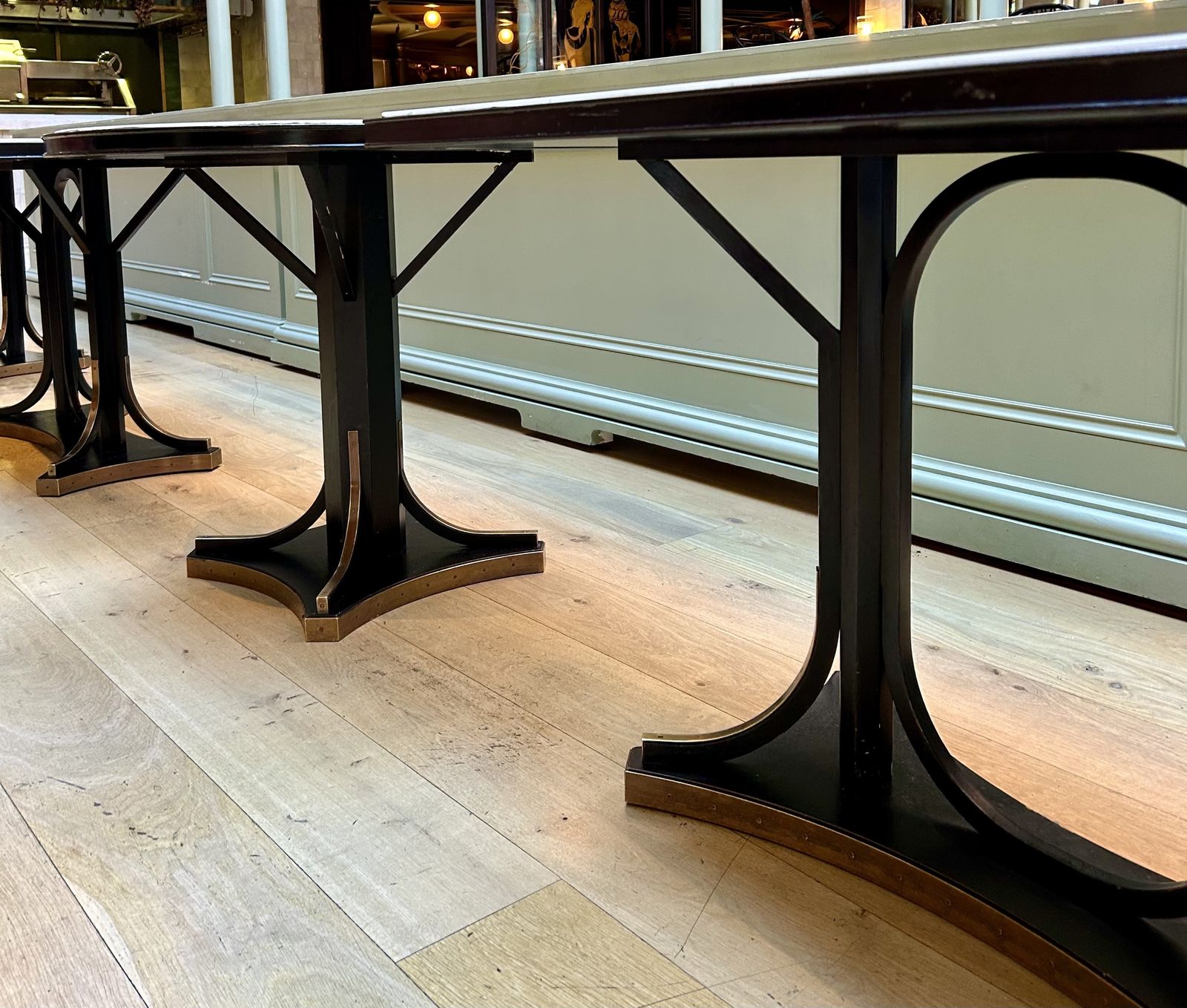 Marble & Black Wood Dining Tables – Bespoke From A High End London Hotel – Cafe/Restaurant/Bar/Home/Furniture photo for sale