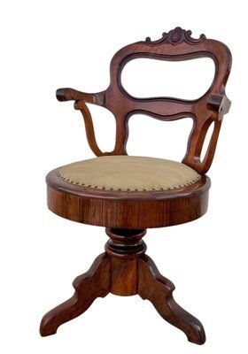 Antique Elizabethan Swivel Wooden Armchair, 1890s