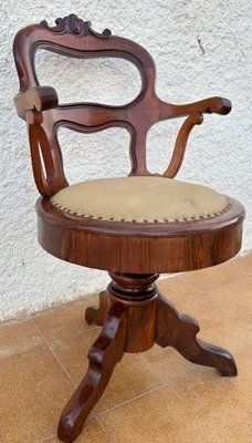 Antique Elizabethan Swivel Wooden Armchair, 1890s photo furniture