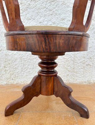 photo for sale Antique Elizabethan Swivel Wooden Armchair, 1890s