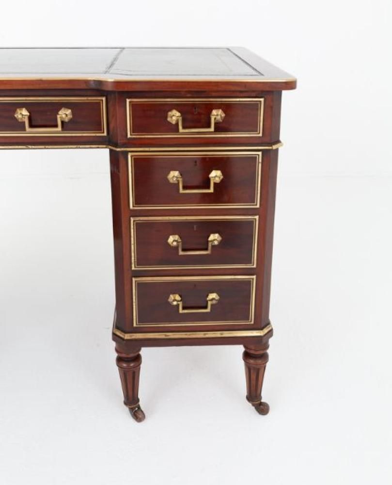 Victorian Pedestal Desk Mahogany 1870 photo vintage