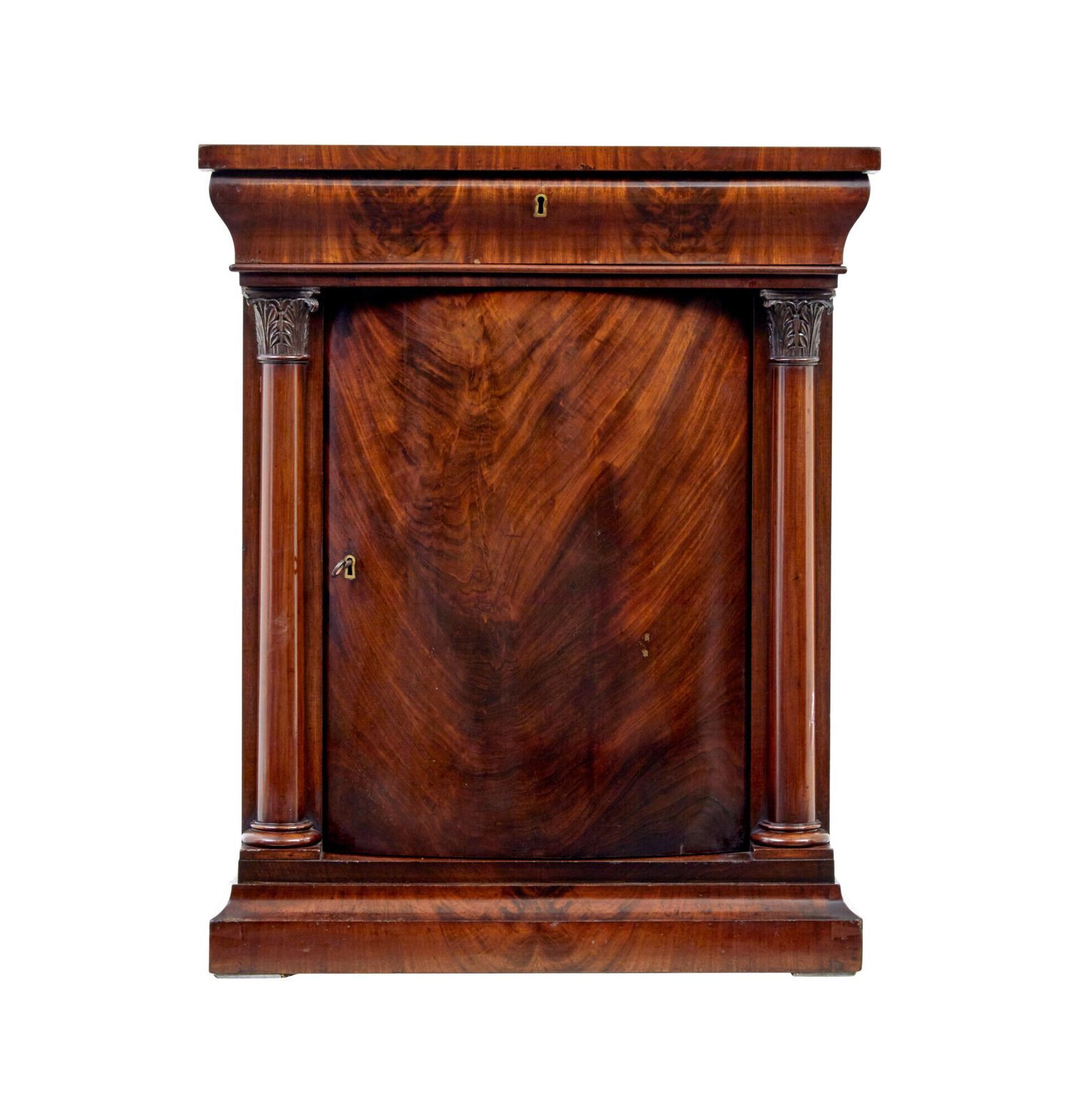 Mid 19th Century Danish Empire Mahogany Mirror On Cabinet photo for sale