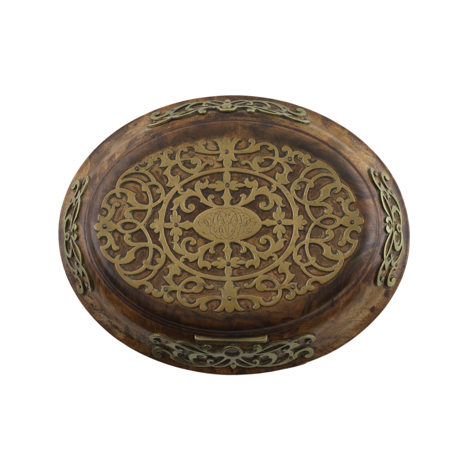 Antique English Oak & Brass Jewellery / Trinket Box photo for sale