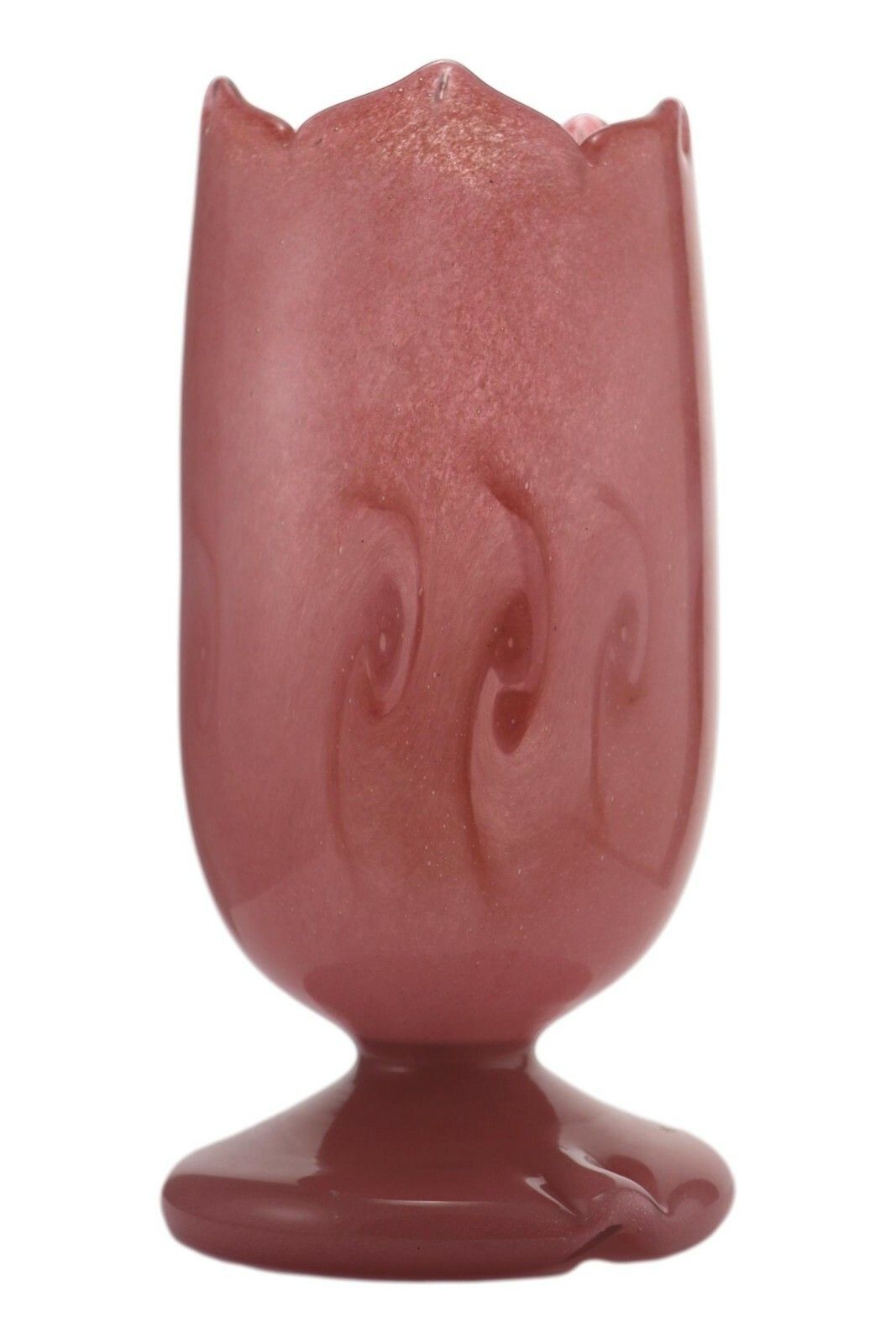 Pink Scottish Vasart Glass Tulip Lamp 10 5/8" (27cm) Tall