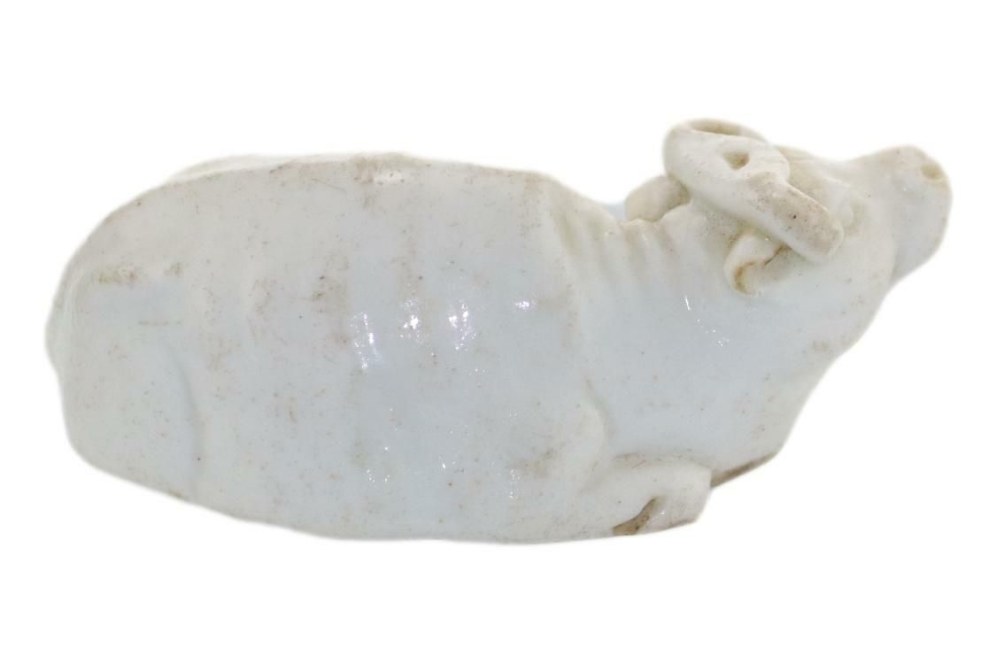 Antique Chinese Porcelain Blanc De Chine Miniature Figure Ox C19th photo Art