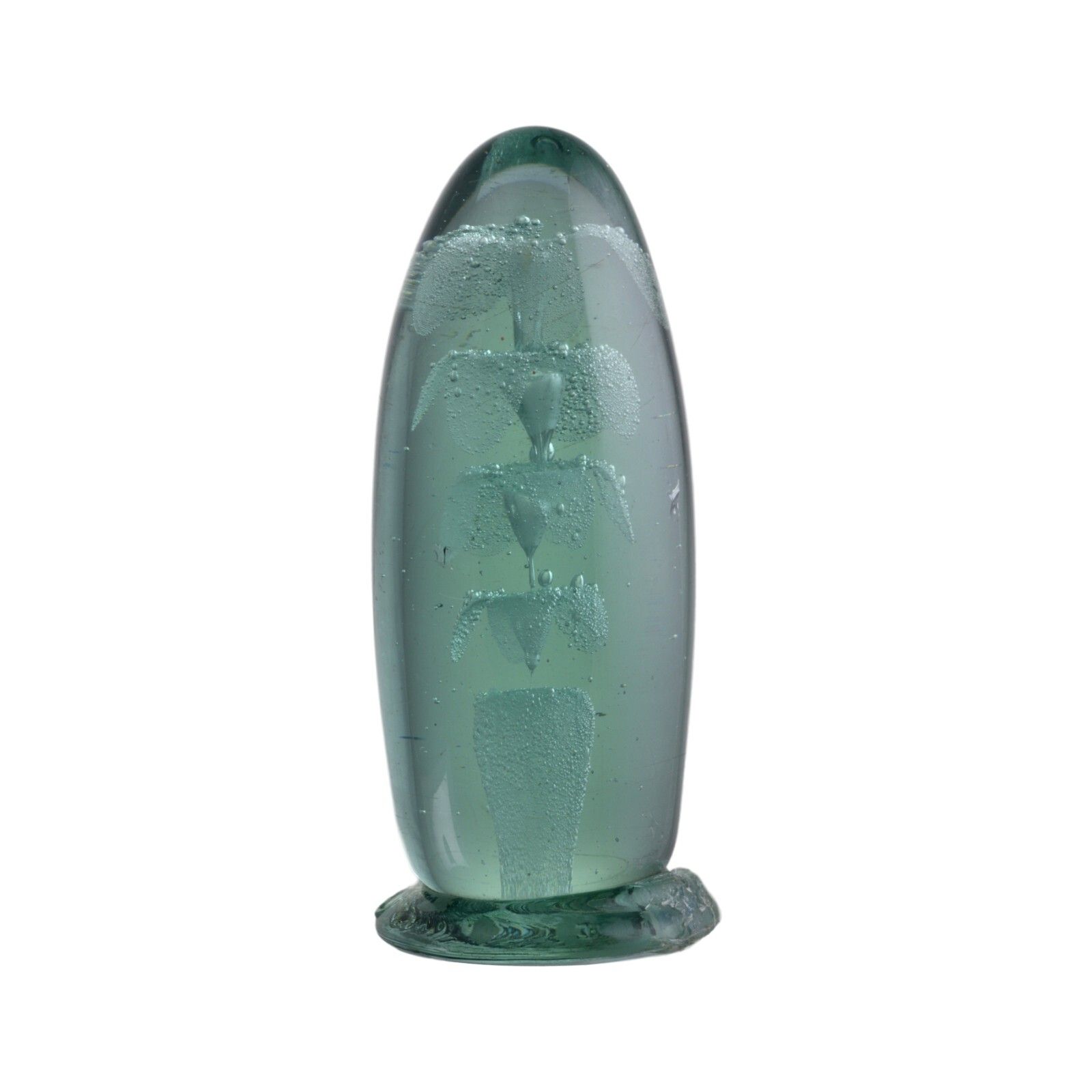 Victorian Glass Green Dump Paperweight 4 Levelled Flower 6 1/2" photo furniture