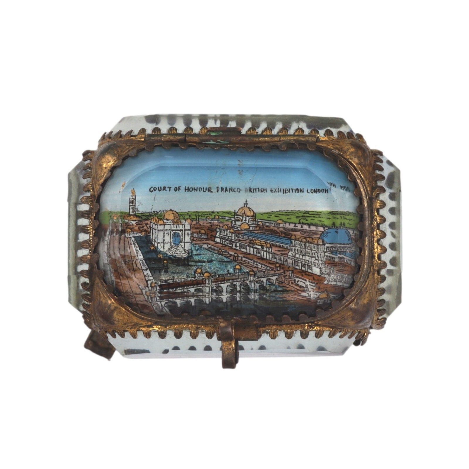 photo for sale Antique Ormolu Gilt Jewellery Box Casket Souvenir Franco British Exhibition 1908