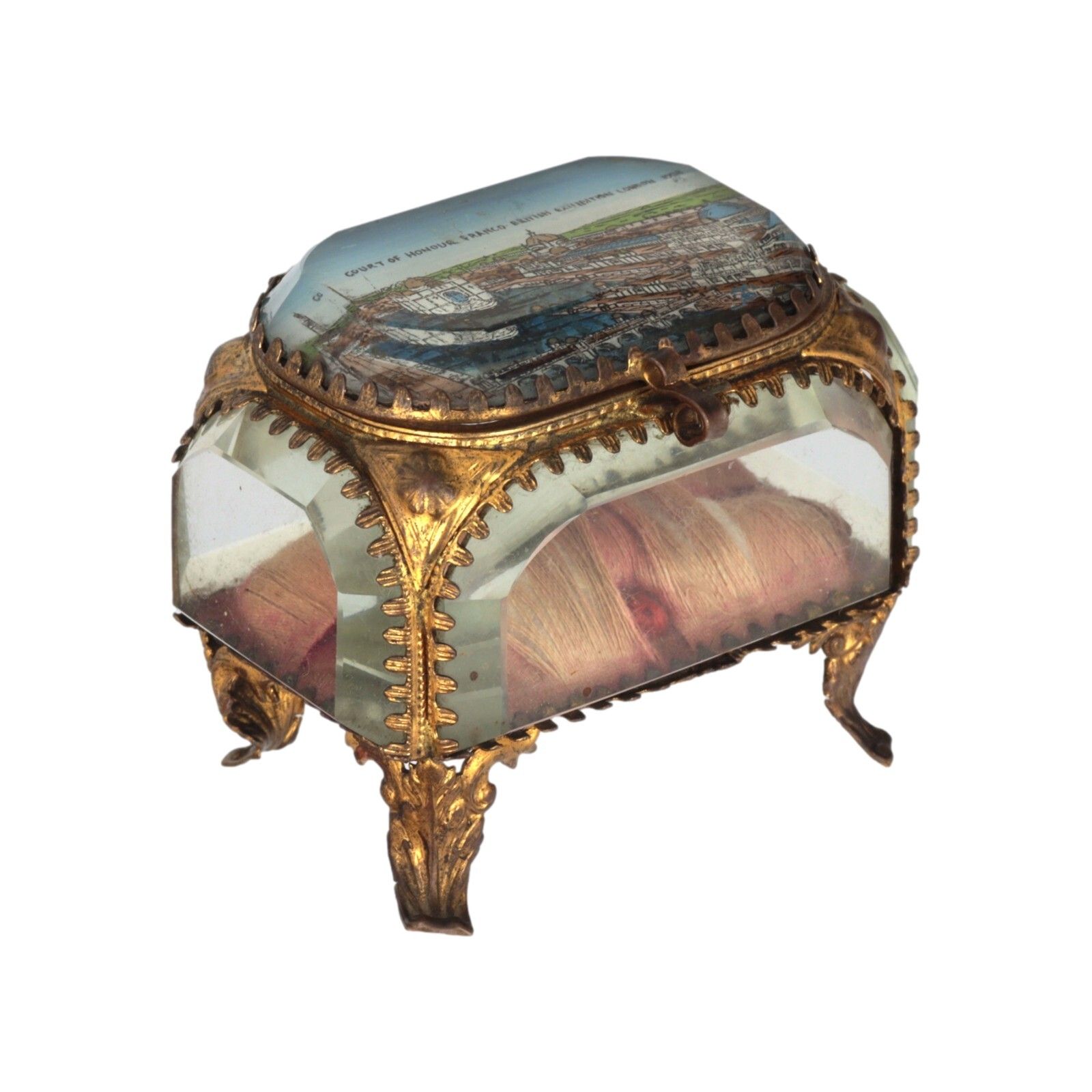 photo buy Antique Ormolu Gilt Jewellery Box Casket Souvenir Franco British Exhibition 1908