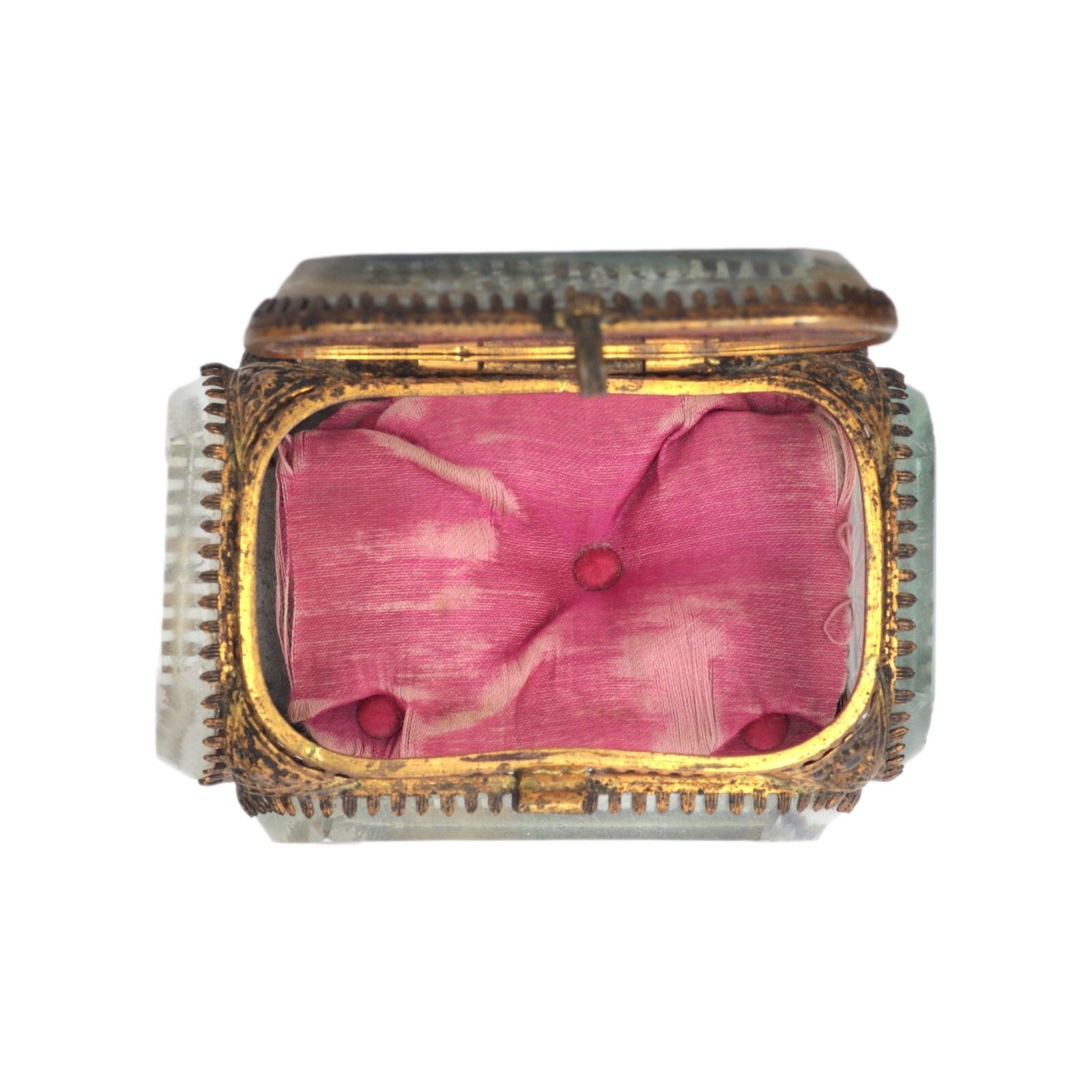 Antique French Ormolu Gilt Jewellery Box Casket Bevelled Glass Souvenir Desert photo buy