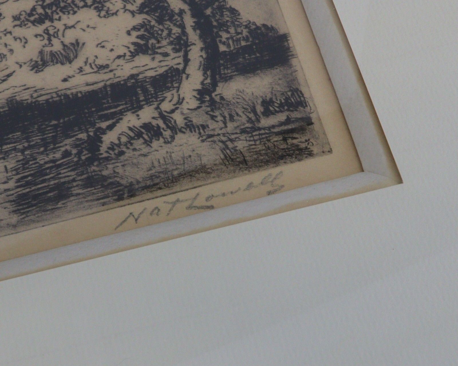 Nat Lowell Drypoint Etching Central Park South New York 1947 Signed Ltd Ed 250 photo for sale