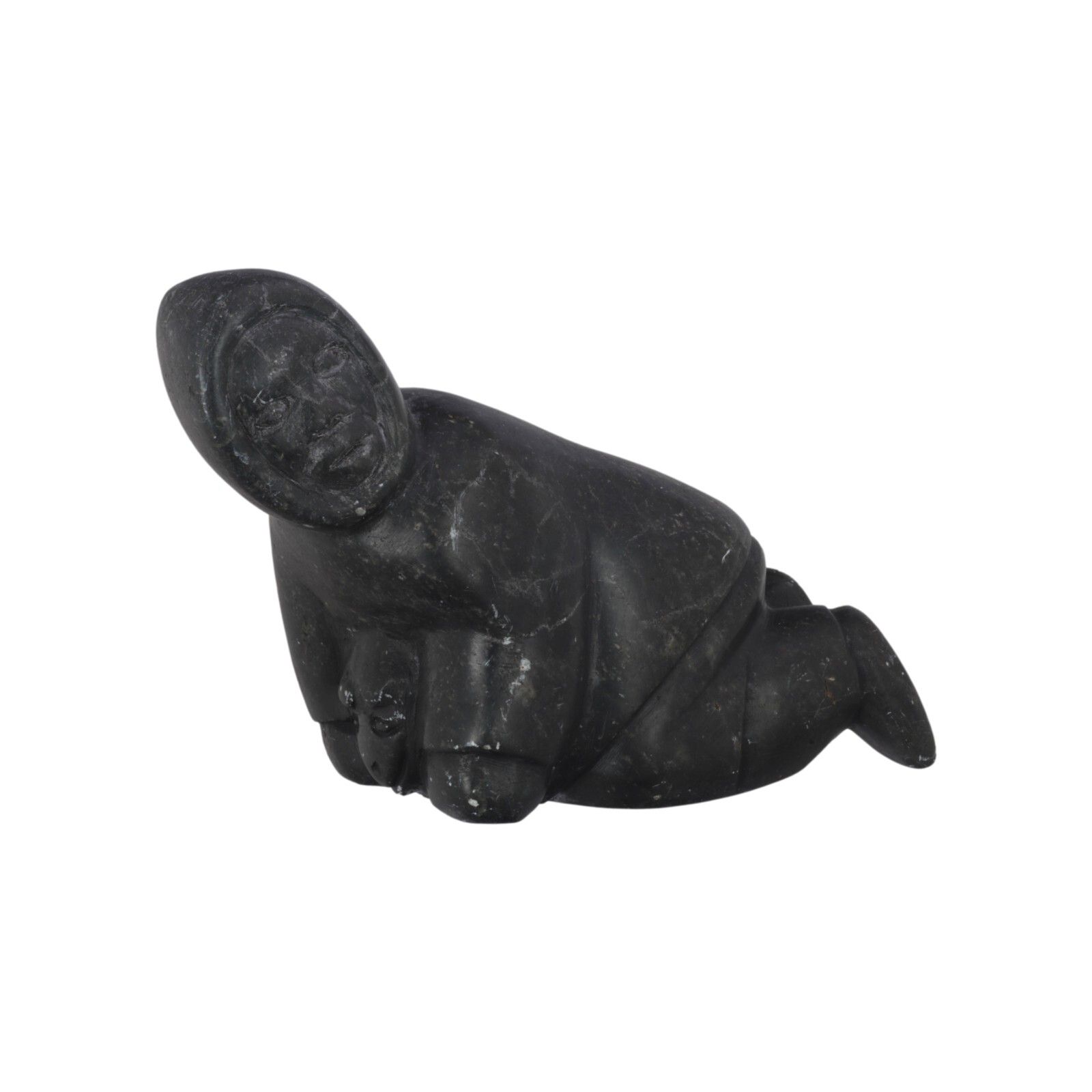 Vintage Inuit Eskimo Stone Carving Signed Inuit Inuit Wrestling A Seal