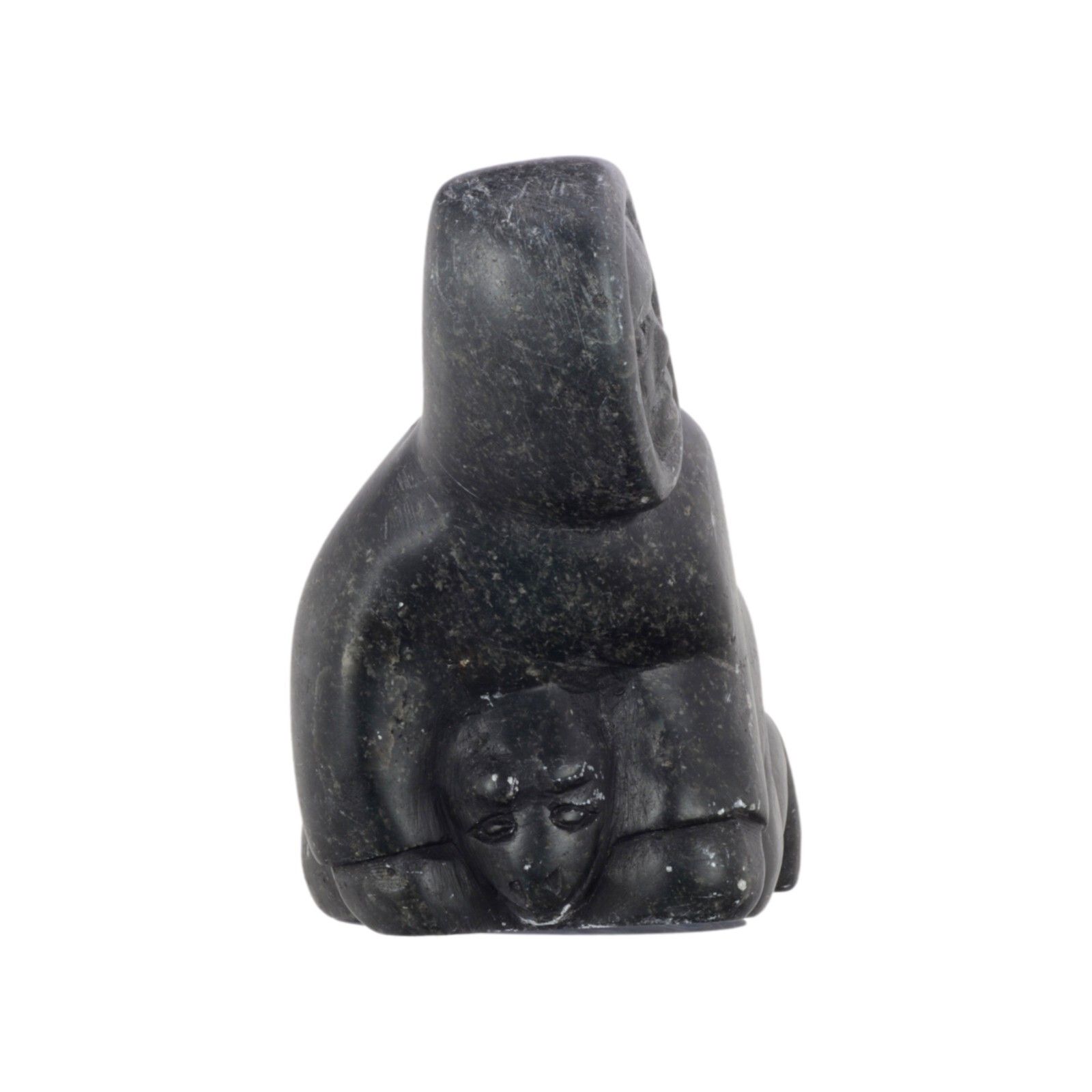 Vintage Inuit Eskimo Stone Carving Signed Inuit Inuit Wrestling A Seal photo for sale