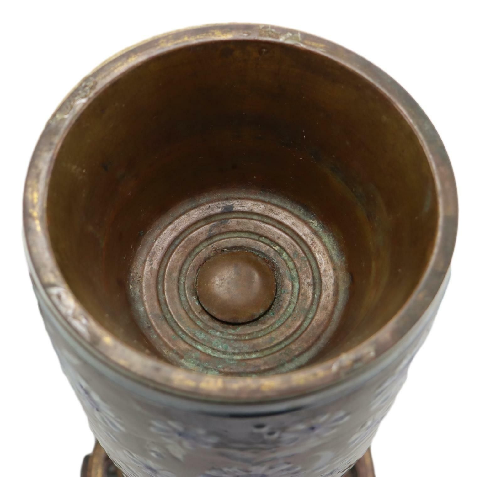 Royal Doulton Lambeth Pottery Oil Lamp Base 14" Tall On Hinks & Son Brass Base photo Lighting