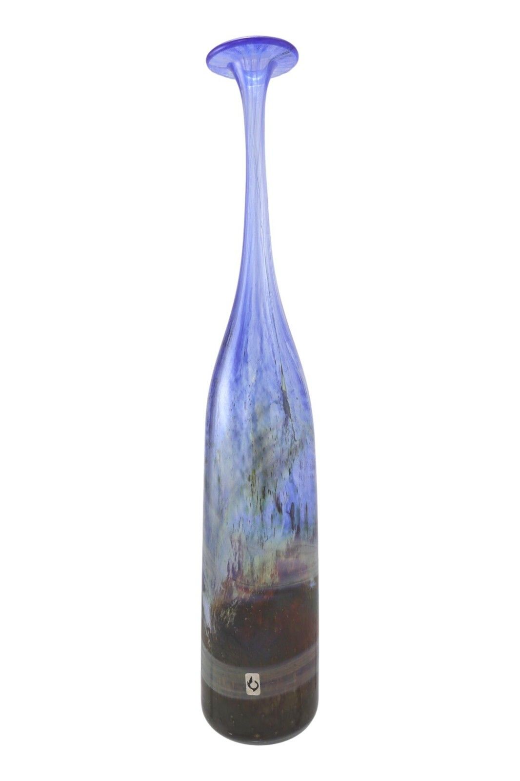 Isle Of Wight Glass Michael Harris Rare Blue Aurene Attenuated Bottle 18 3/8"