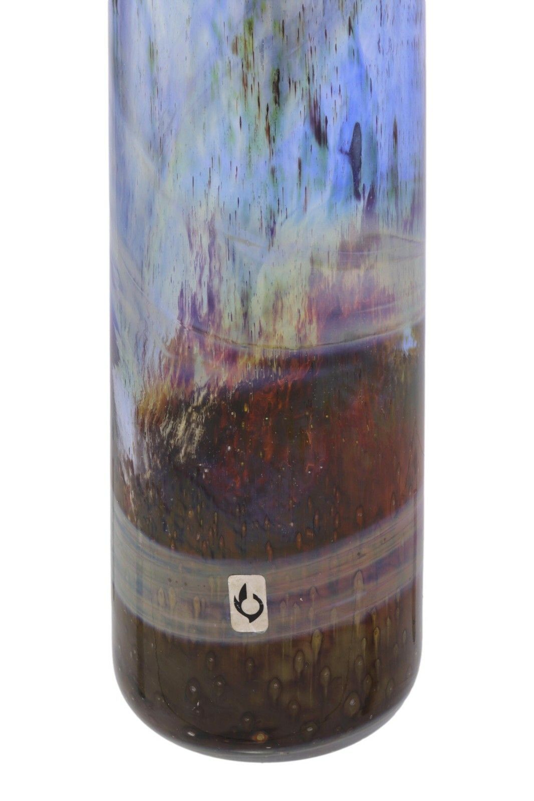 Isle Of Wight Glass Michael Harris Rare Blue Aurene Attenuated Bottle 18 3/8" photo 300.0