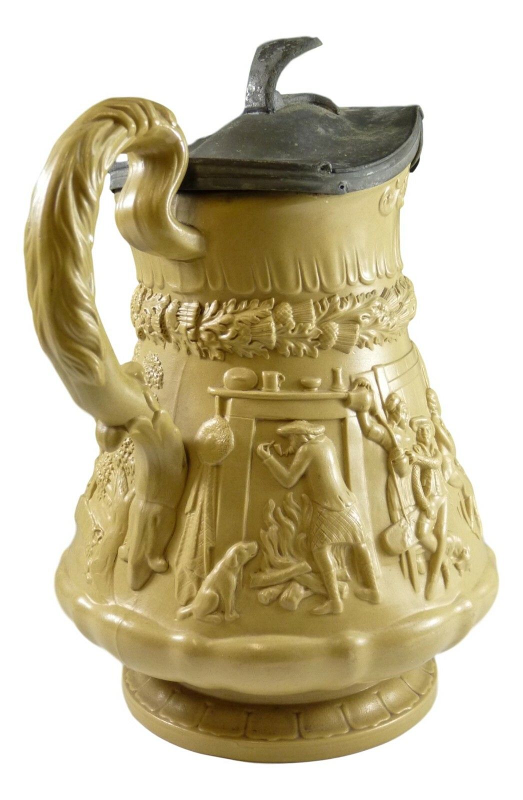 William Ridgway & Son Tam O'shanter Relief Moulded Jug 10" 1835 Metal Lid photo for sale