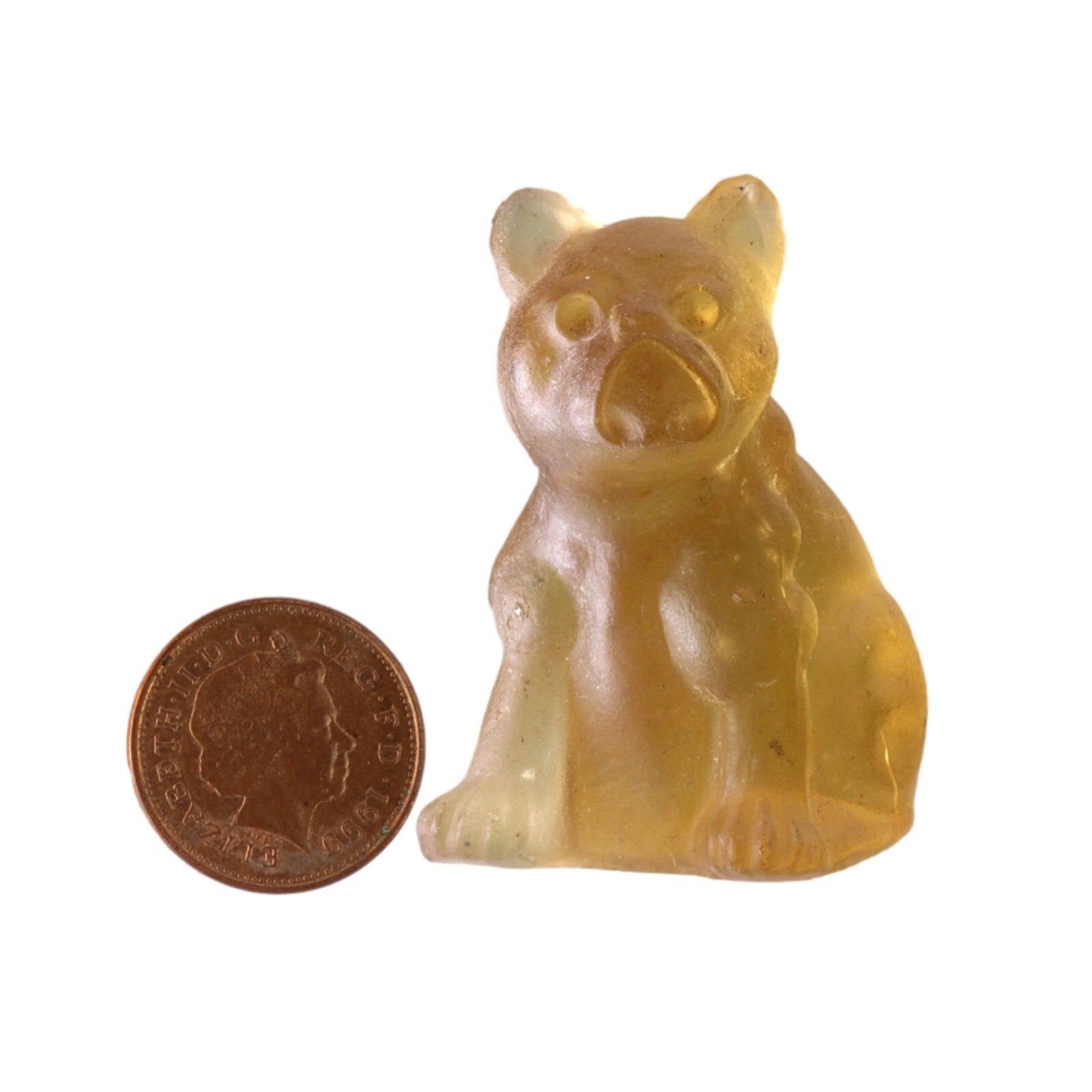 Antique Czech Glass Crackerjack Cracker Jack Charm French Bulldog Yellow 4.8cm