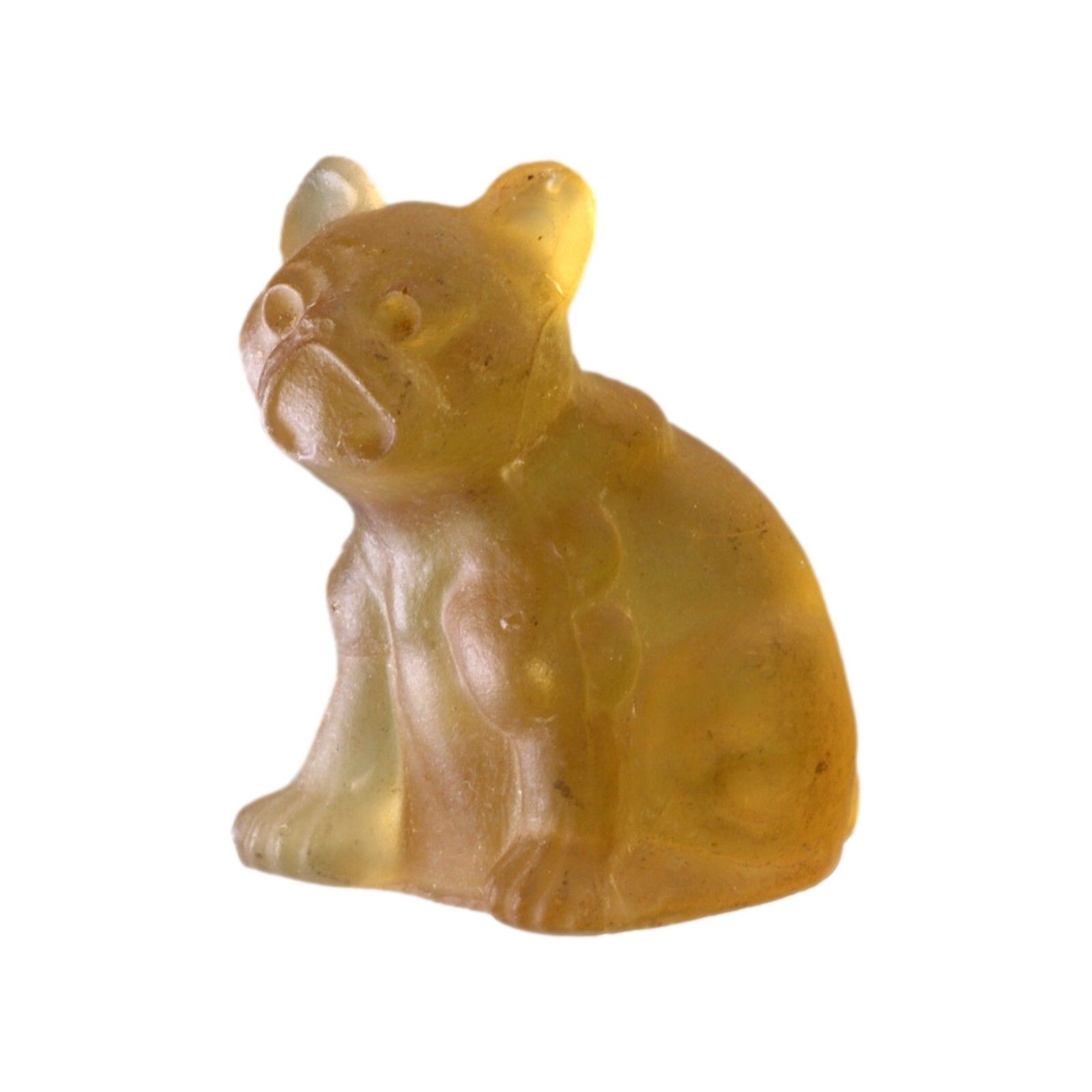 Antique Czech Glass Crackerjack Cracker Jack Charm French Bulldog Yellow 4.8cm photo furniture