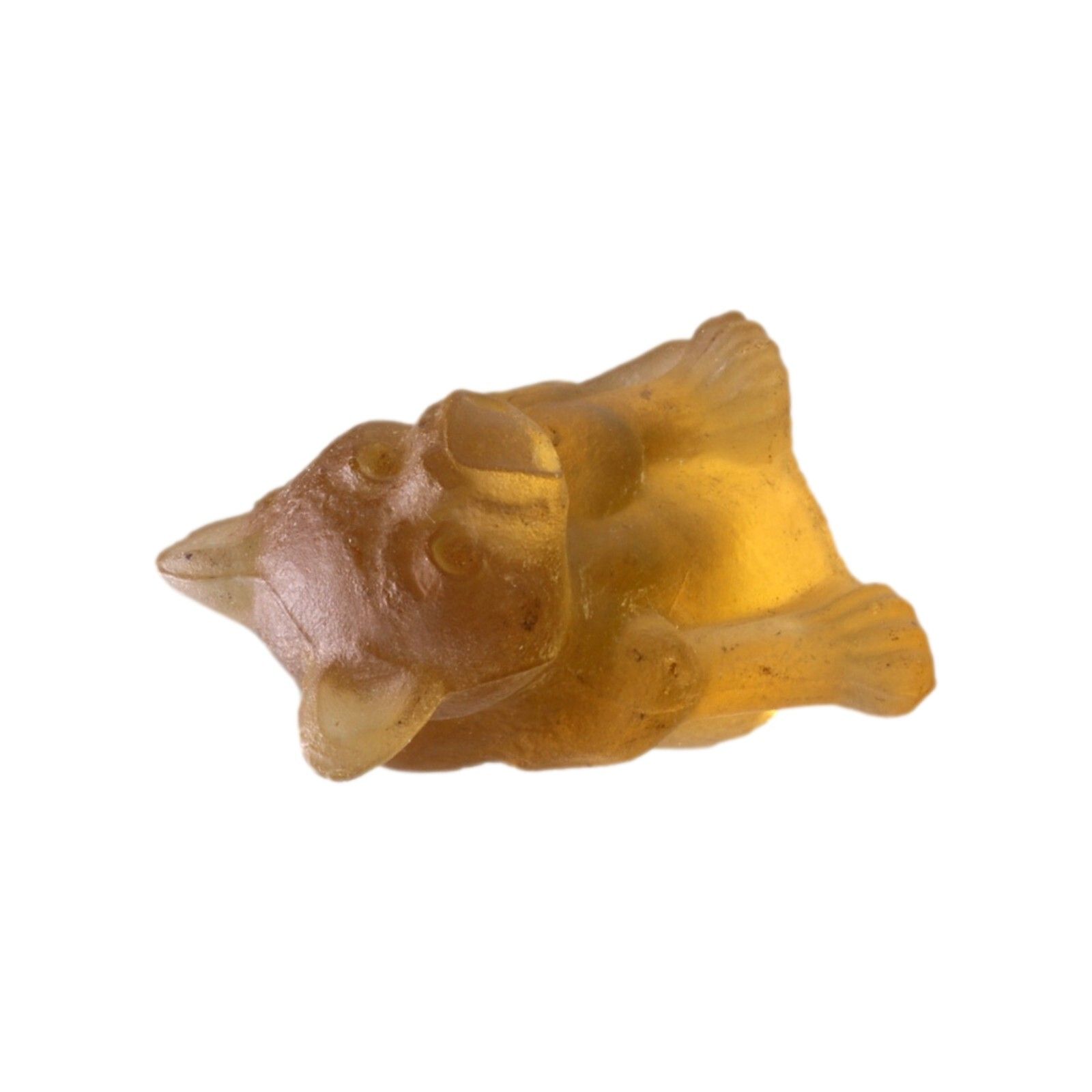 Antique Czech Glass Crackerjack Cracker Jack Charm French Bulldog Yellow 4.8cm photo vintage