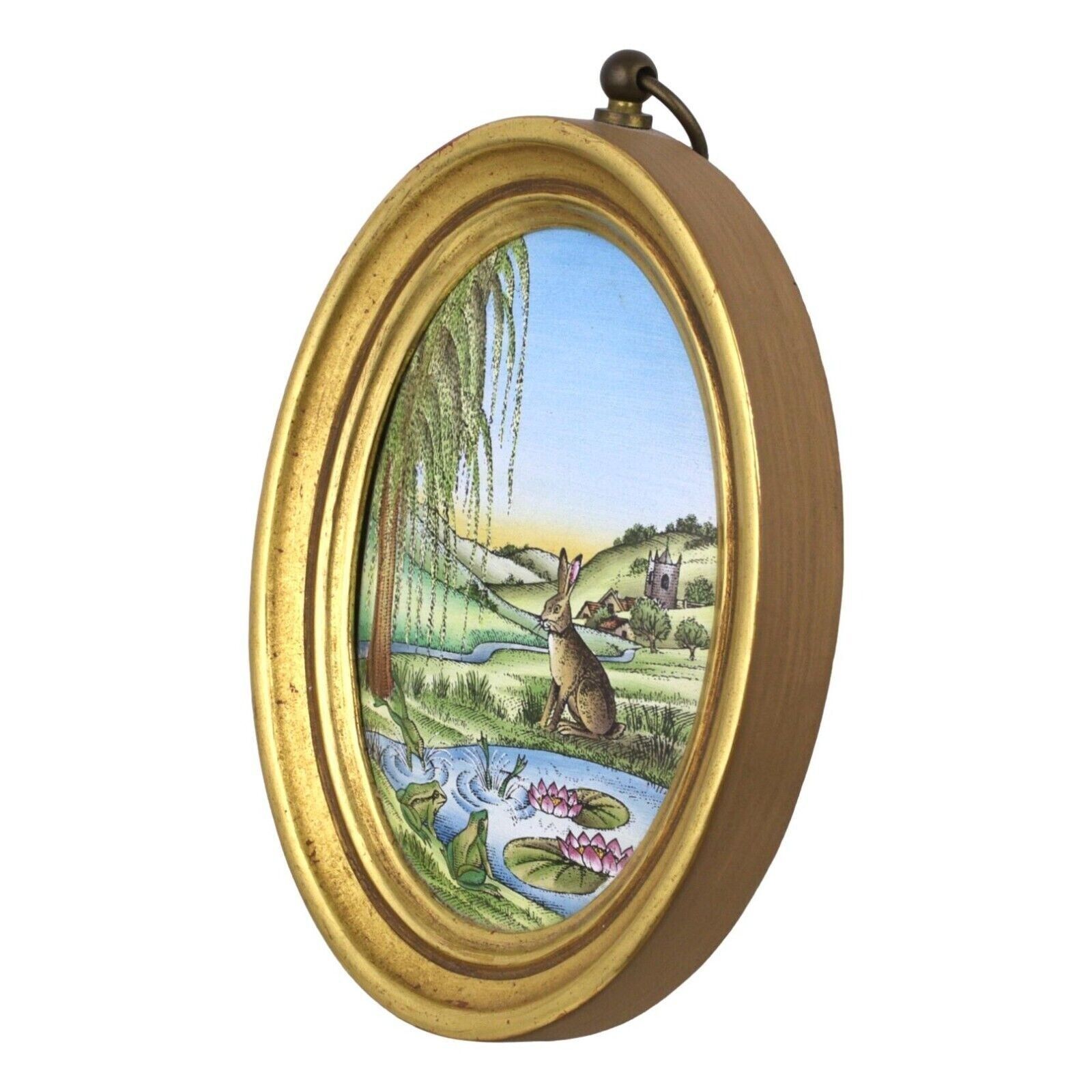 Rare Halcyon Days Enamel Plaque Ltd Ed 71/100 Fable The Hare & The Frogs 1993 photo furniture