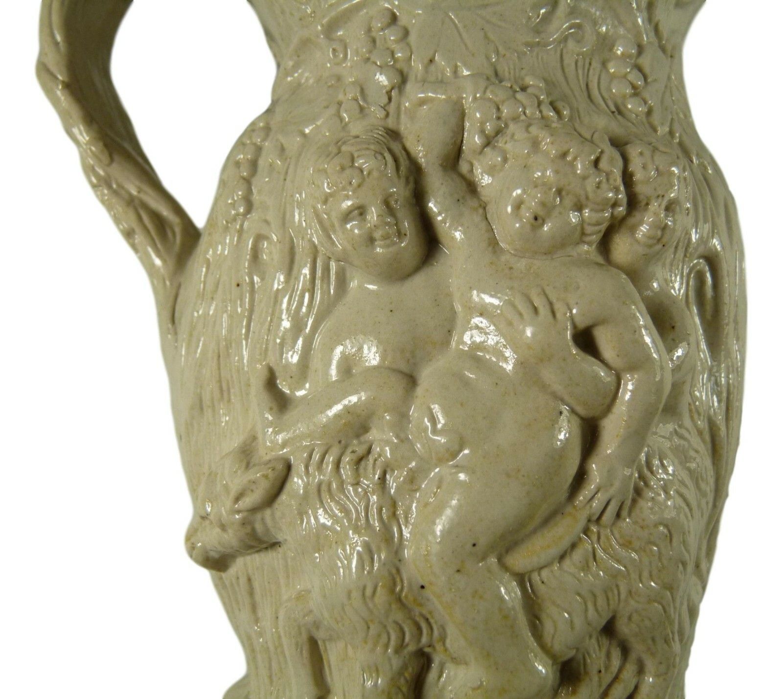 Antique Poss Minton Relief Moulded Jug Silenus & Bacchus 5 1/2" Tall  C1831 photo for sale