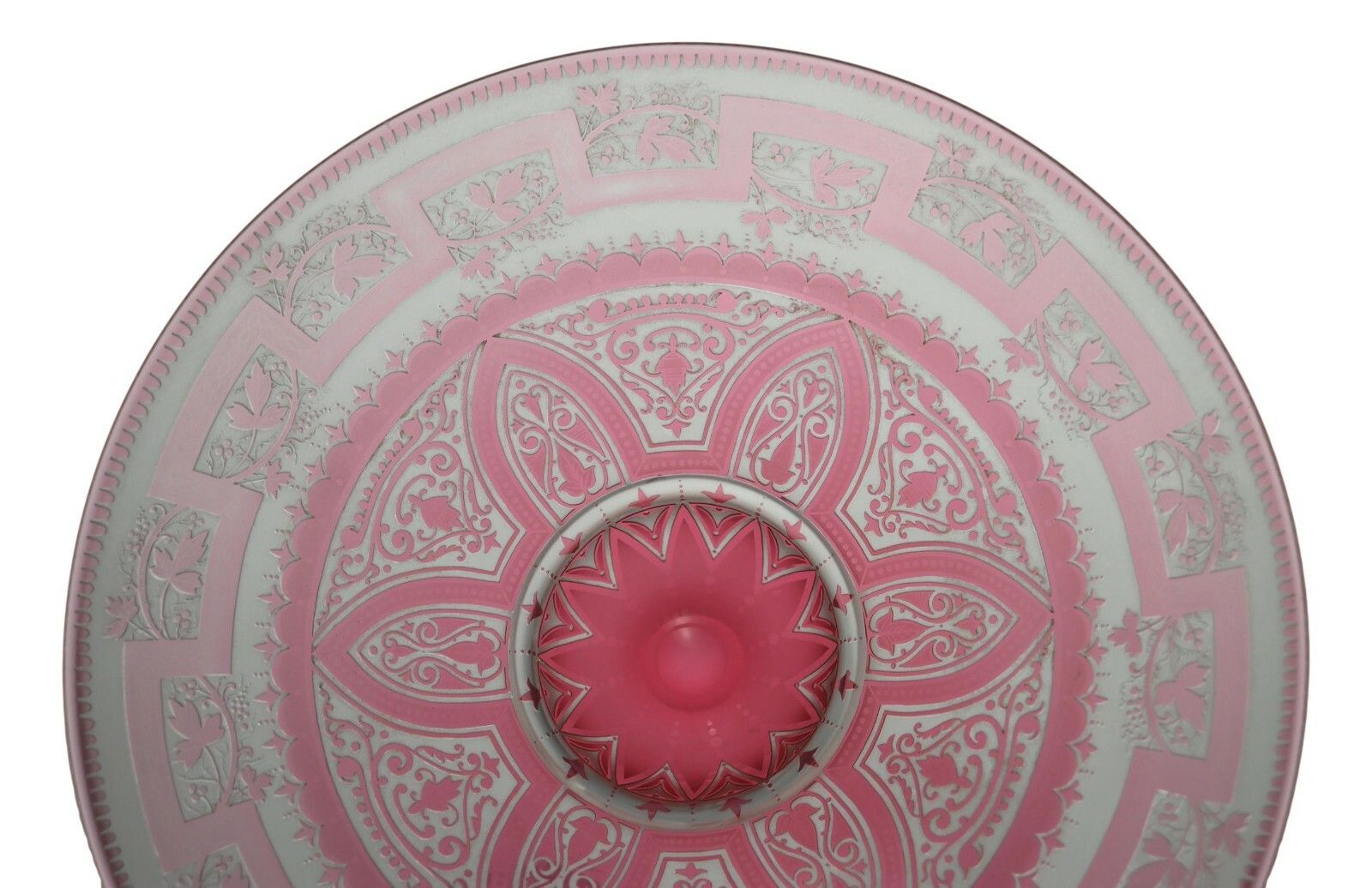 Antique Baccarat French Glass Pink Flash Acid Etched Comport Silver Plate Stand photo vinterior