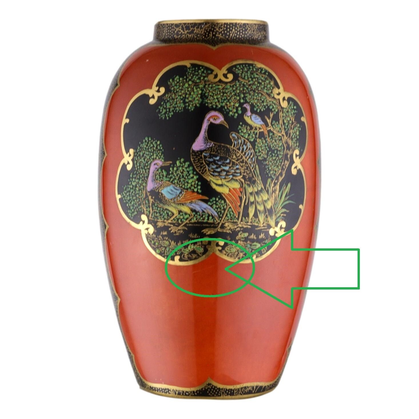 photo for sale Carlton Ware 8 1/4" 21cm Jar Without Lid / Vase Worcester Birds Pattern Art Deco