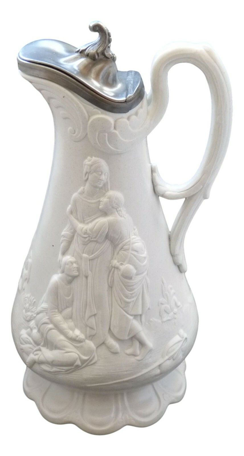 Samuel Alcock Naomi & Her Daughters In Law Relief Moulded Jug Lidded 9 1/4"