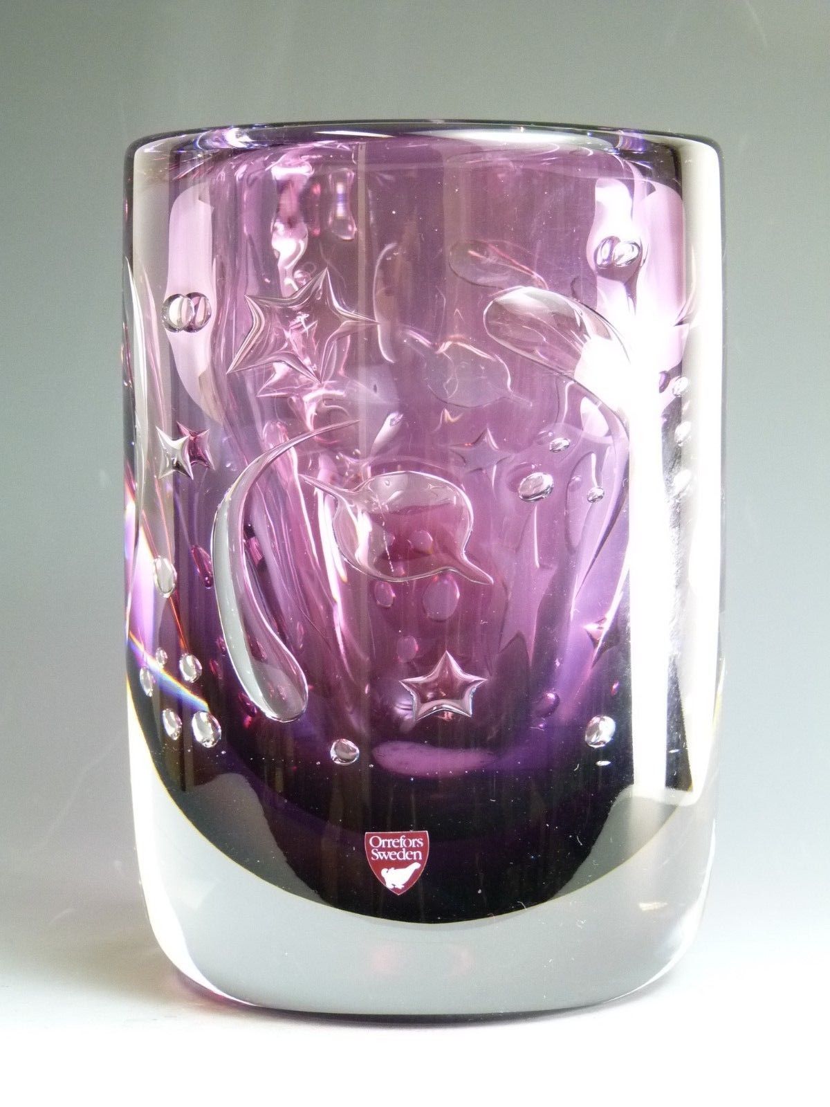 Orrefors Glass Olle Alberius Ariel Vase Moon And Stars 7" photo furniture