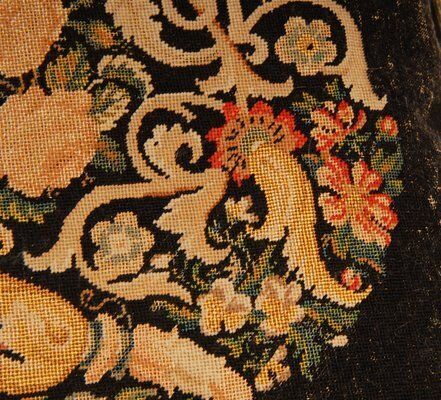 19th Century French Needlepoint Cushion Throw Cushion Floral Design Textile Art photo for sale