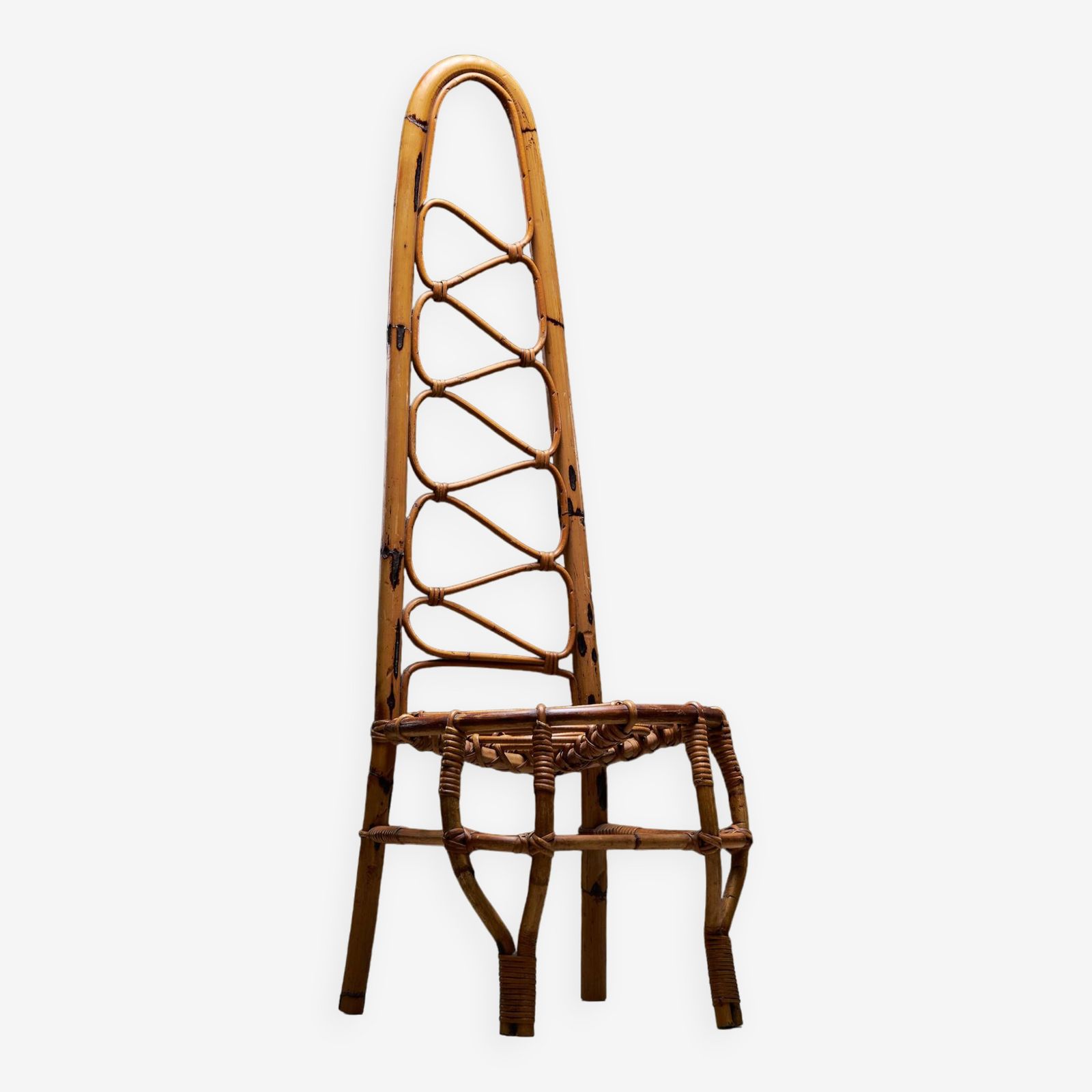 Bamboo High Back Chair, 1960s, Vintage