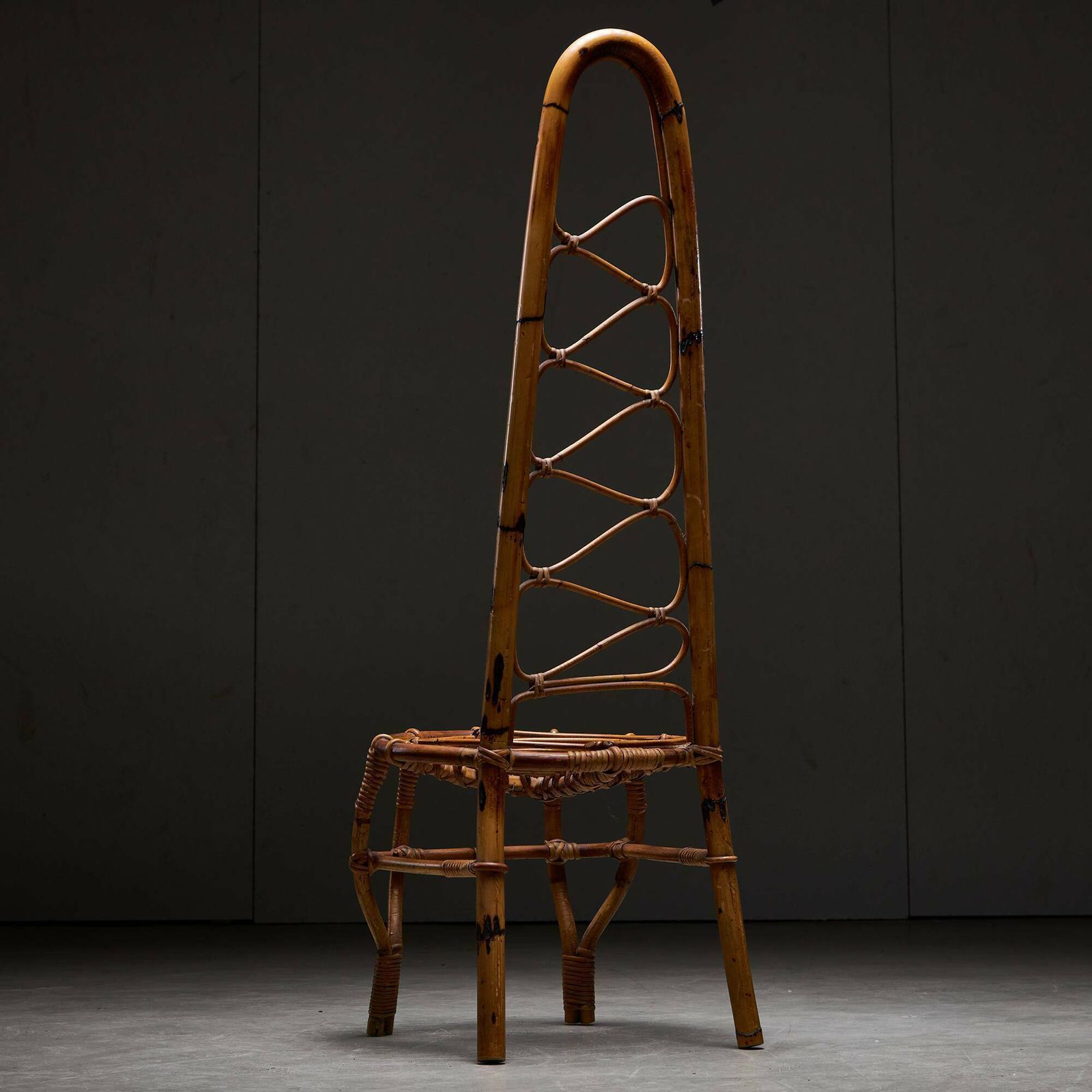Bamboo High Back Chair, 1960s, Vintage photo 300.0