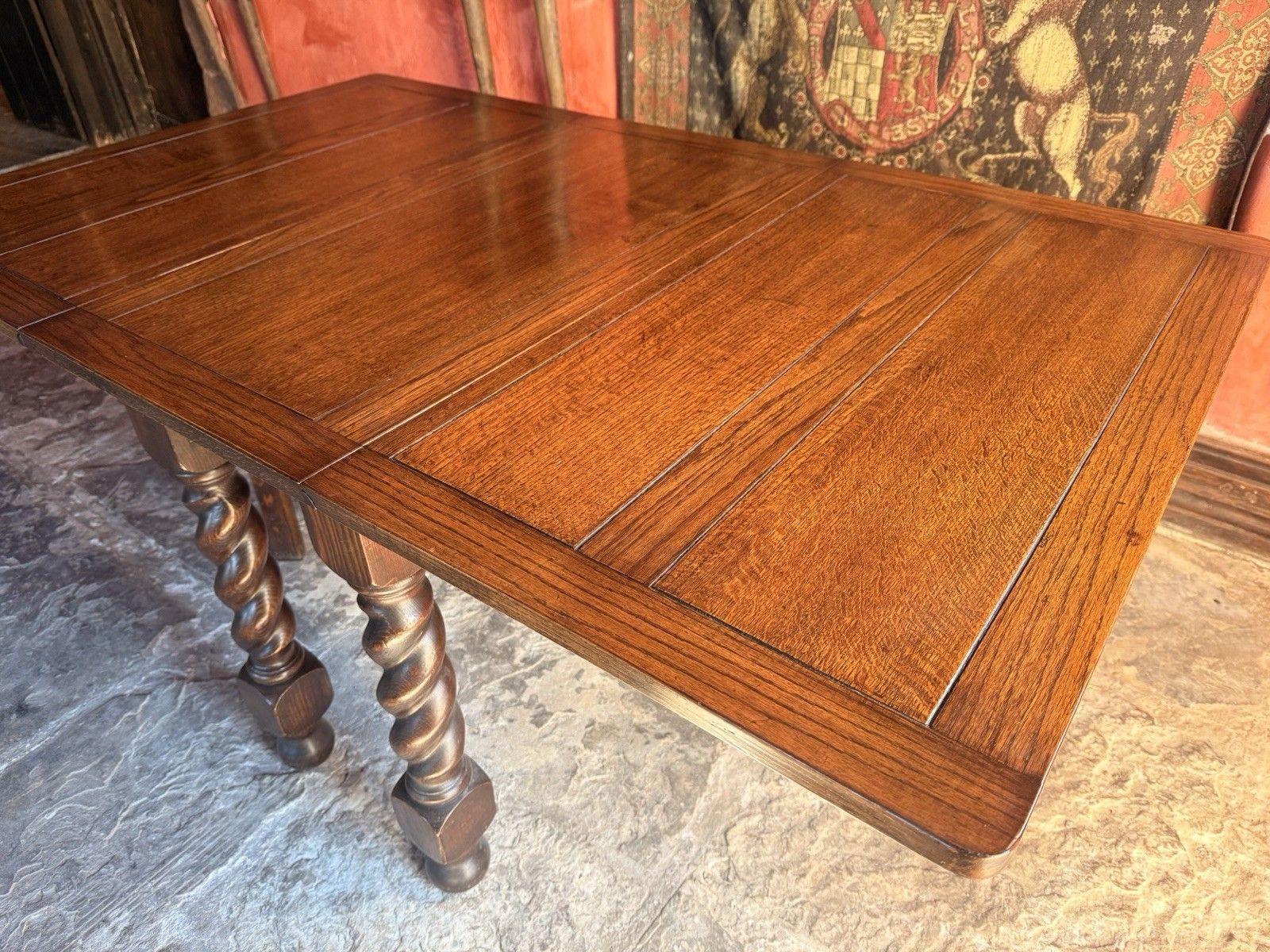 Rustic Farmhouse Twisted Barley Vintage Drop Leaf Breakfast Kitchen Dining Table photo for sale